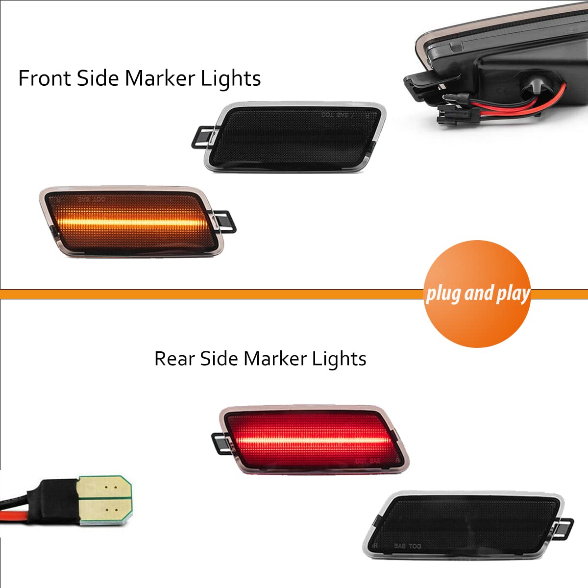 ADIIL 4PCS Full LED Side Marker Lights for 2012-2018 Audi A7 S7